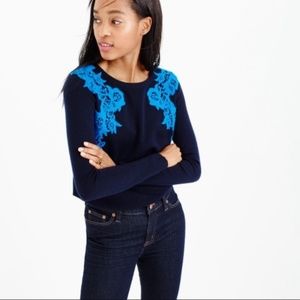 J Crew Navy Lace Sweater XS